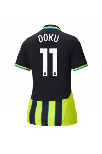 Manchester City Jeremy Doku #11 Voetbaltruitje Uit tenue Dames 2024-25 Korte Mouw